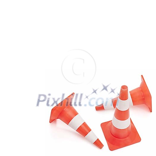 Clipped traffic cones in the corner