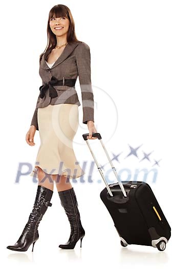 Clipped businesswoman with suitcase Clipped businesswoman with suitcase