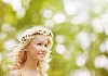 A beautiful woman wearing a flower crown