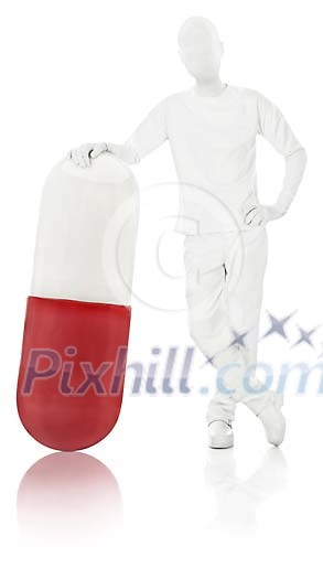 Clipped white man with a huge capsule Clipped white man with a huge capsule