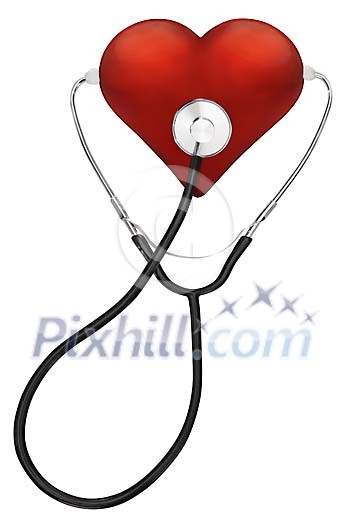 Clipped stetoscope listening heart