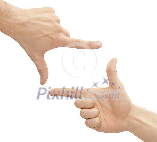 Clipped male hands forming a rectangle Clipped male hands forming a rectangle