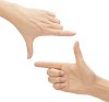 Clipped female hands forming a rectangle