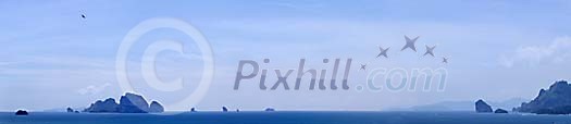 Panorama of rocky islands on the sea Panorama of rocky islands on the sea