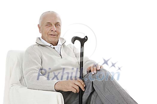 Old man sitting in a chair