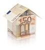 House with clipping path made of 50 euro bills