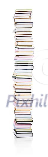 High pile of books with clipping path