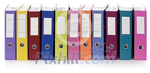 row of 11 bookkeeping folders