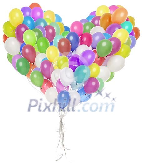 Balloons forming a heart shape isolated