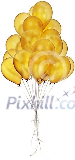 Collection of golden helium balloons Collection of golden helium balloons