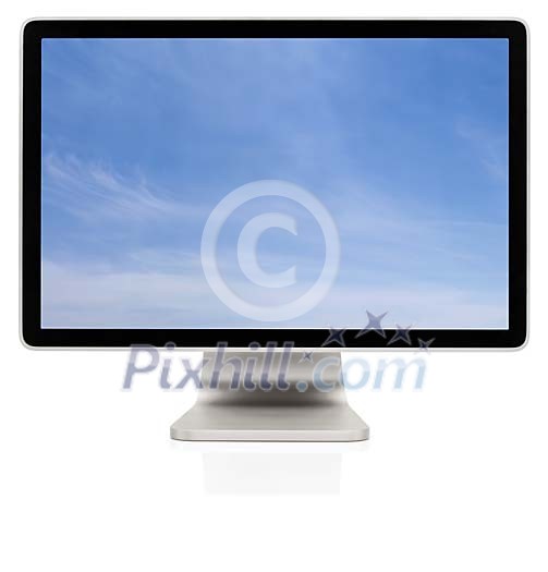 Computer screen with blue sky