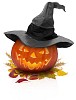 Halloween pumpkin with a hat