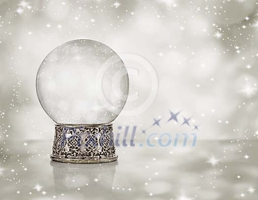 Empty snowball in starry surroundings