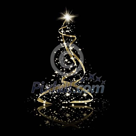 Stars and ribbon in the shape of a christmas tree Stars and ribbon in the shape of a christmas tree