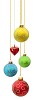 Christmas balls hanging on a string