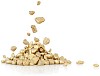 Gold nuggets falling into a pile