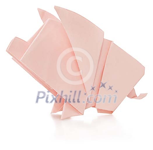 Pig made from pink paper Pig made from pink paper