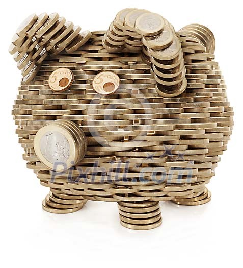 Piggybank made out of euro coins Piggybank made out of euro coins