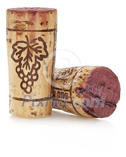 Red wine corks with grapes illustration