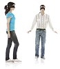 Male and female walking with blindfolds