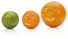 Lime, tangerine and orange with faces smiling