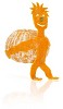 Tangerine skin shaped to have a figure carrying itself