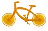 Bicycle made out of orange fruit parts