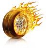Wheel on fire and in motion