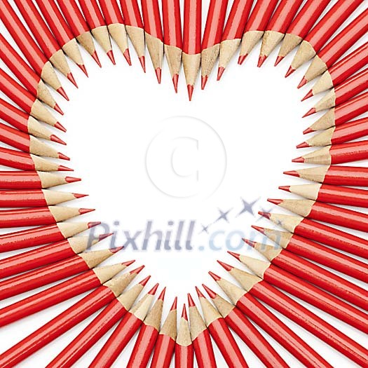 Red pencils forming a heart