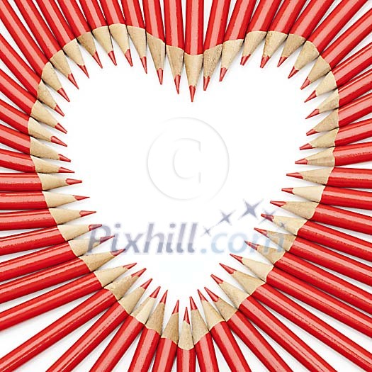 Red pencils forming a heart Red pencils forming a heart