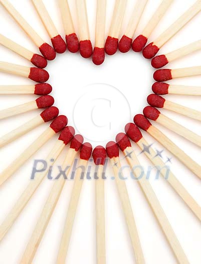 Isolated matches forming a heart