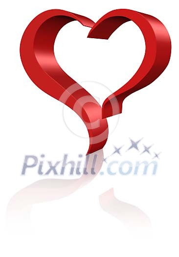 Isolated red heart made of two pieces Isolated red heart made of two pieces