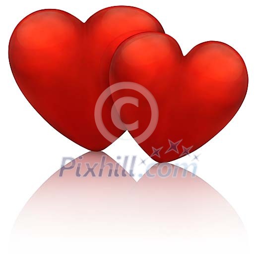 Isolated two red hearts