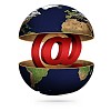 Email symbol inside globe