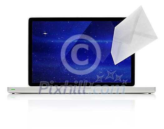 Envelope coming out of laptop screen