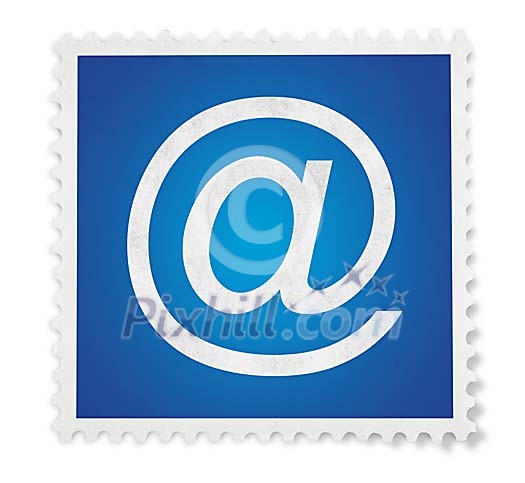 Email symbol on a postal stamp