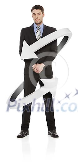 Businessman with arrows