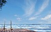Swimming dock at the country side lake shore