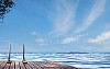 Swimming dock at the country side lake shore