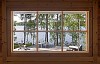 View through sauna window on countryside