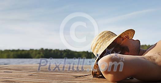 Man taking a summer nap