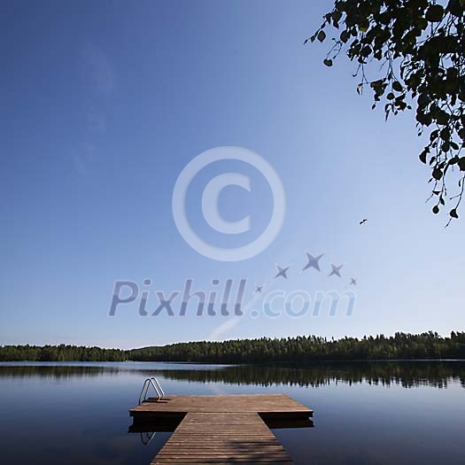 Dock in quiet lake