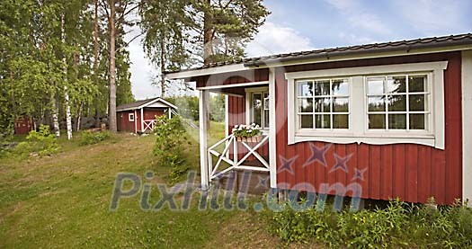 Red cottages in the country