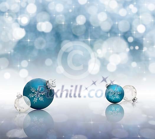 Christmas balls under starry sky