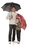 Father and son with umbrella's