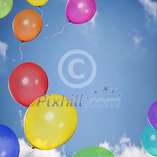 Coloured balloons in the sky