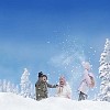 Kids throwing snow in the air