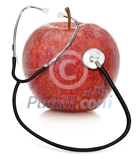 Isolated apple and stethoscope
