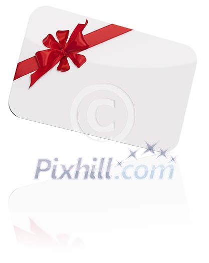 Isolated card with red ribbon