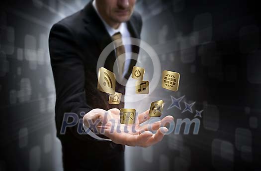 Hand holding business Hand holding business